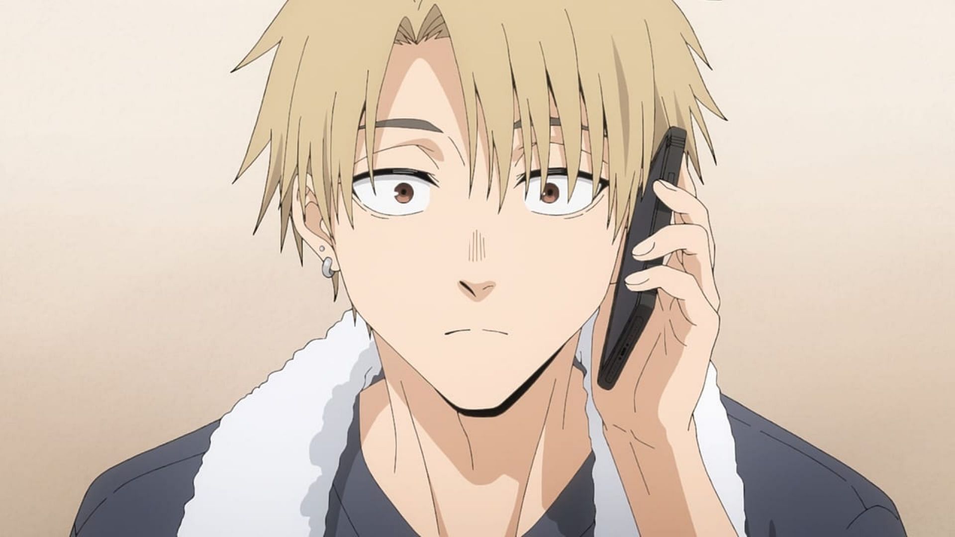 Rintaro on a phone call (Image via CloverWorks)